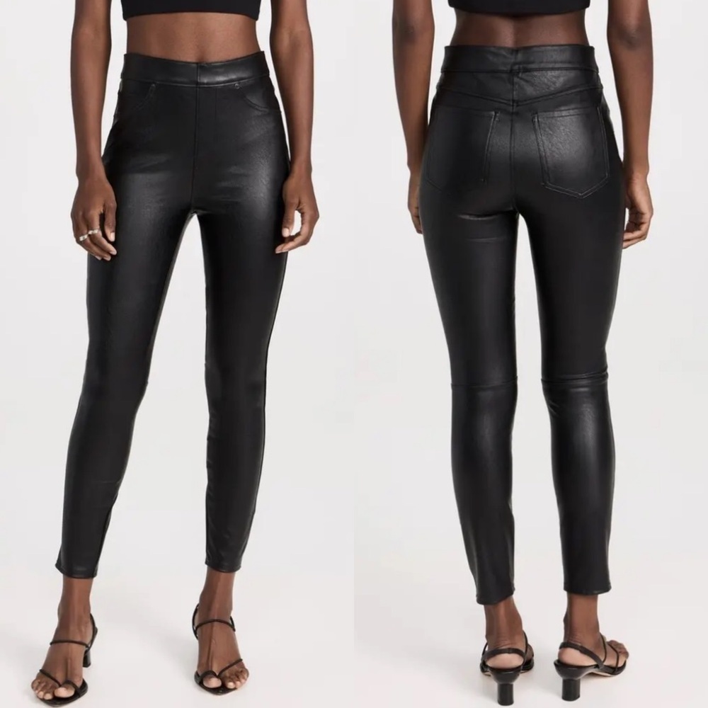 NWT SPANX Skinny Ankle Pants- Black Faux Leather